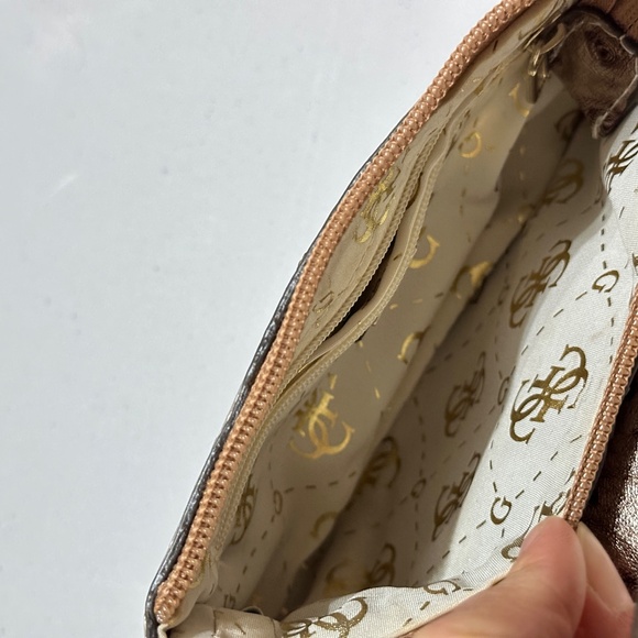 Guess Vintage Y2K Gold Giraffe Wristlet Mini Purse Bag Brown and Tan - Picture 9 of 12